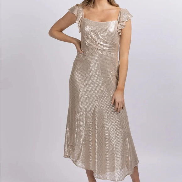 NWT SHOSHANNA Midnights Silver Tessa Sequin Dress Size 12 - Picture 11 of 11